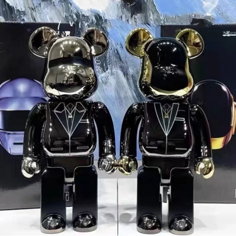 Bearbricks 400% 1000 Cyberpunk Daft Punk Joint Bright Face Violence Bear Collection Ornament Gloomy Bear Statue Model Decoration