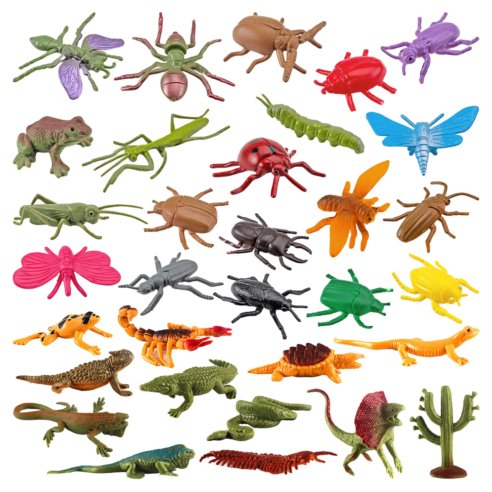 

32PCS Simulation Insect Bee Spider Butterfly Snail Ant Figures Collection Miniature Cognition Educational Toy For Children