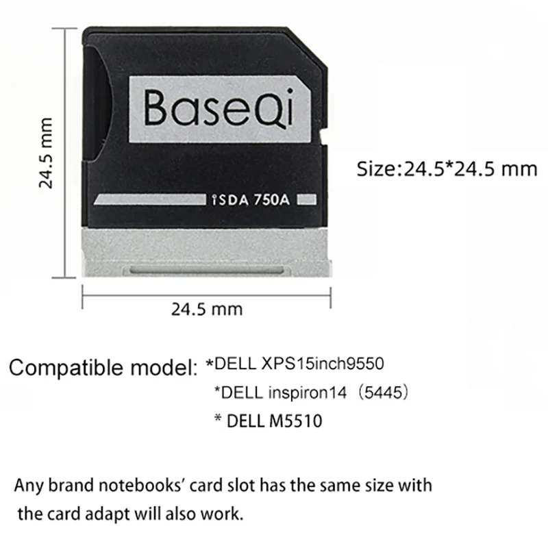 Алюминиевое устройство считывания карт Micro SD BASEQI для Dell XPS 15 дюймов 9550 модель 750A |