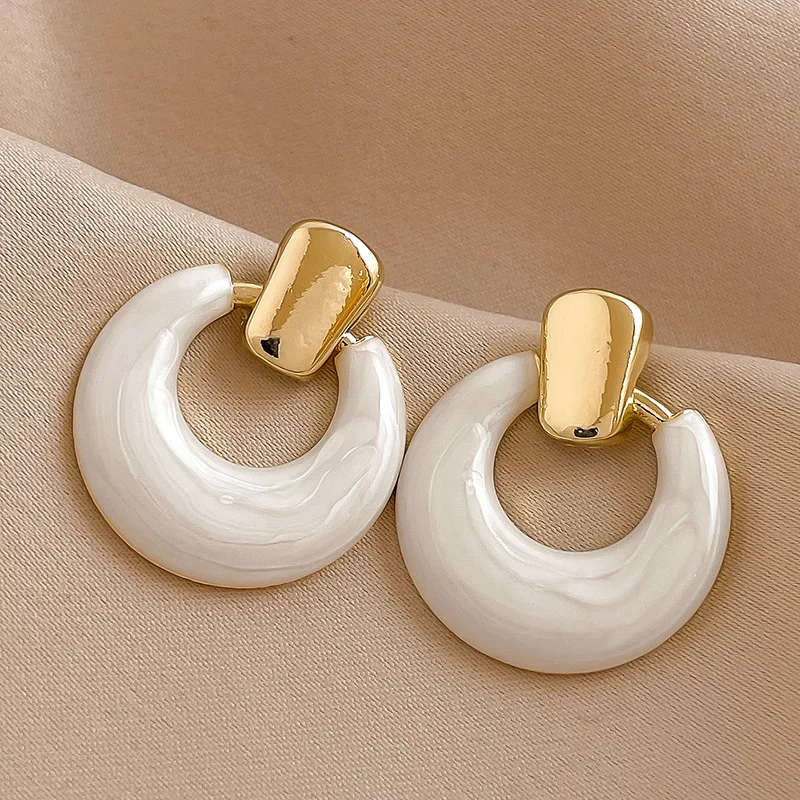 

European And American New Exaggerated Wind Geometric Drop Glaze Earrings For Women 2023 Fashion Luxury Girl Jewelry Accessories