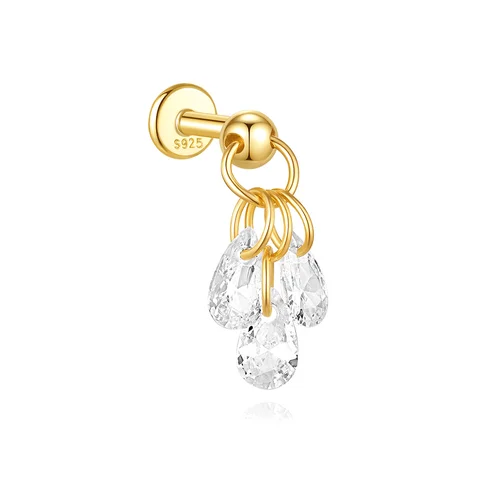 CANNER 1PC Čtyři špičaté hvězdy Měsíc Tassel Lotus chrupavka Spirála PUNCTURE 925 Sterling Silver Stud Learring pro ženy ins ins earring