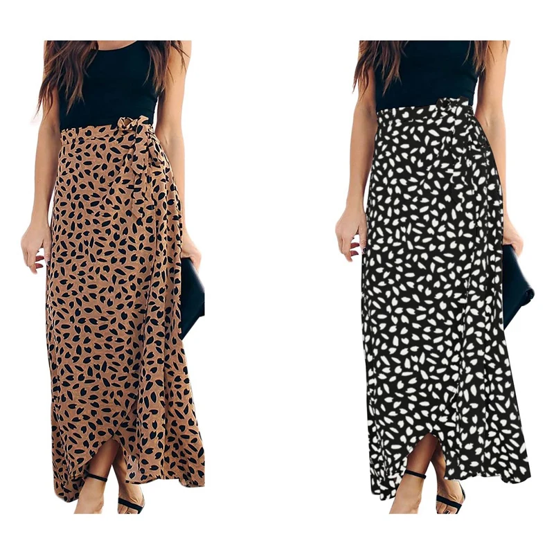 

Женская длинная юбка в горошек, с высокой талией, до колена