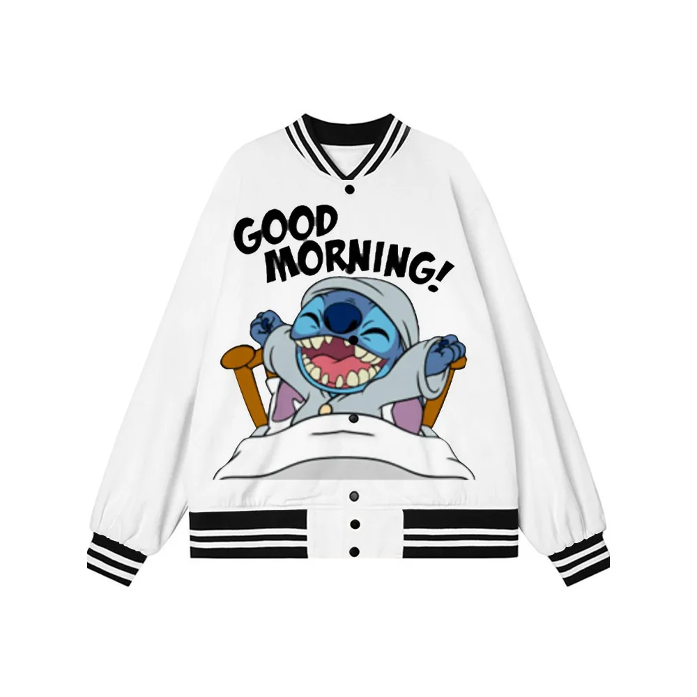 

Disney Christmas Collection Fall 2022 New Stitch Anime Street Jacket Women's Loose Single Breasted Baseball Uniform