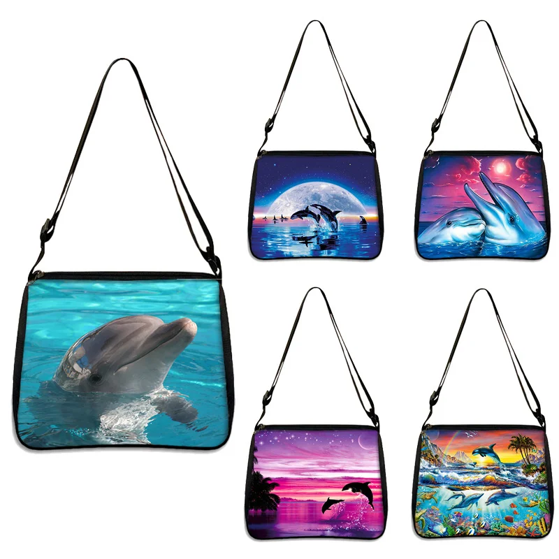 

Dolphin Print Ladies HandbagsHandbag Fashion Eco Reusable Shoulder Bag Woman Clutch Travel Storage Messenger Bags Tote Bag