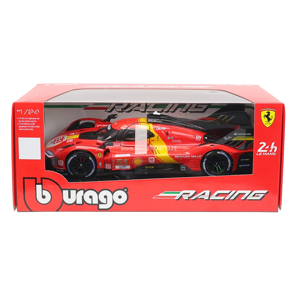 Bburago Ferrari 499P LMH Литая Под Давлением Модель Автомобиля Масштаб 1:24 488 250GTO FXXK 458