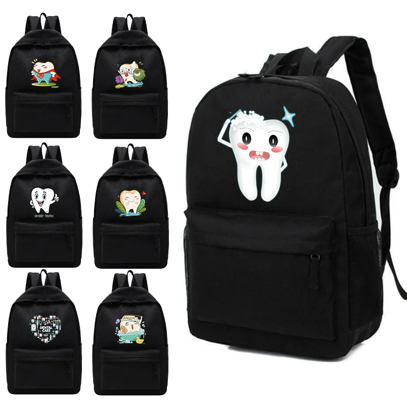 

Women's Backpack Female Multi-pocket Casual Woman Travel Bag High Quality Schoolbag for Teenage Girl Book Knapsack Teeth Printed