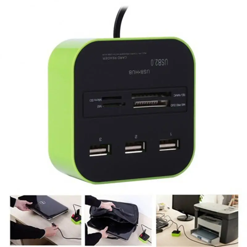 

USB 2.0 Hub Combo Splitter 3 Ports Docking Station All In One SD TF M2 MS/Pro Duo Card Reader Adapter For PC Laptop