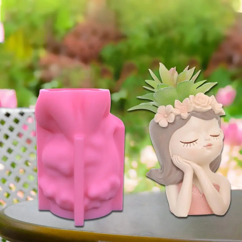 

Craft Mold Aromatherapy Mold Decorative Easy Demoulding Exquisite Girl Shape Pen Holder Flower Pot Silicone Mold Home Supplies