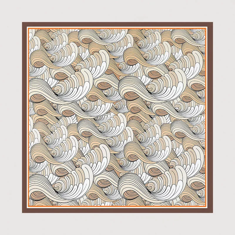 Дизайнерский Шелковый квадратный шарф с волнистым принтом плетение из Твила 130*130