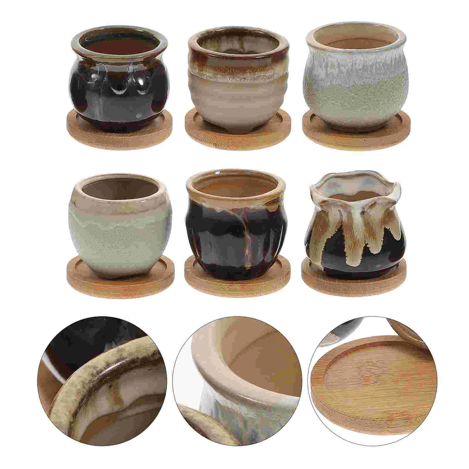 

Pot Planter Ceramic Flower Bonsai Pots Succulent Mini Clay Terracotta Container Garden Holder Nursery Air Potted Miniature Tiny