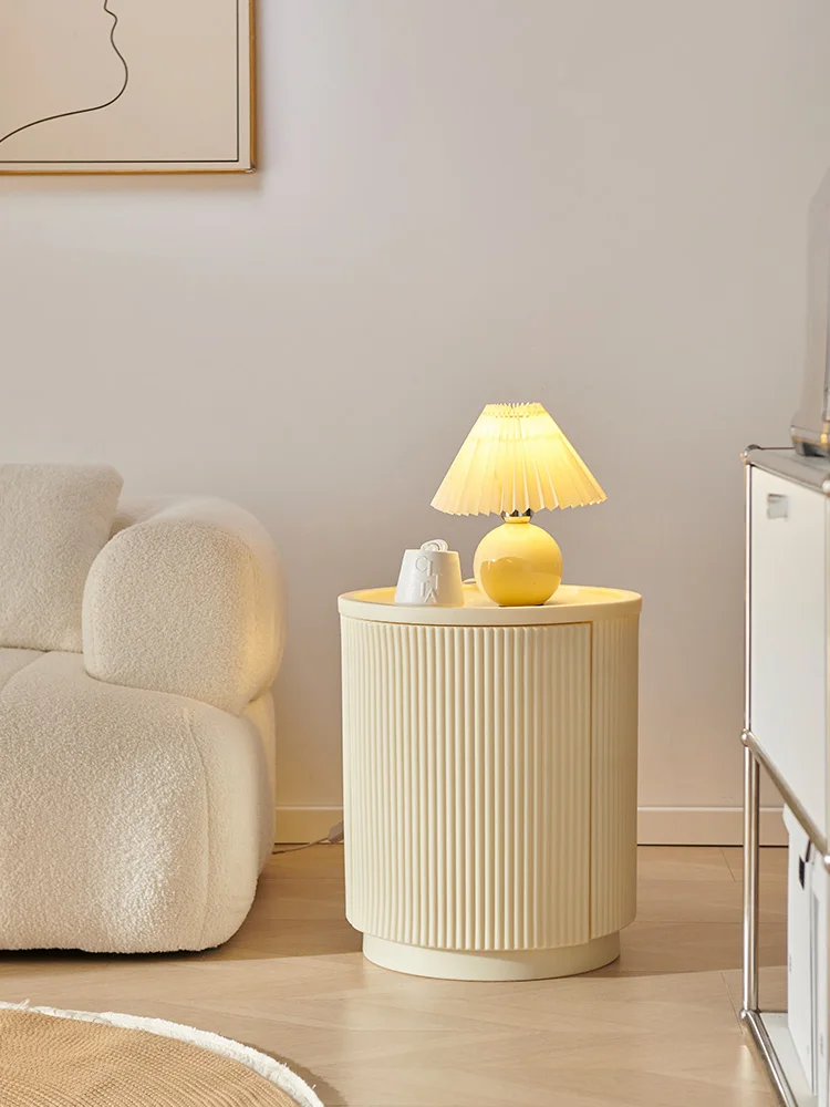 Круглый прикроватный столик с тумбочкой дизайн в ассортименте