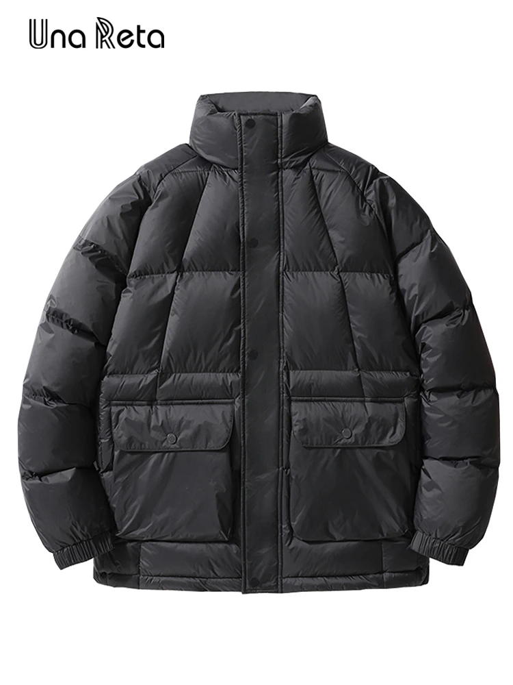 Una Reta Winter Men Jackets Parkas Streetwear Solid Color Thicken Warm Jacket Hip Hop Fashion Harajuku Casual Couples Coats