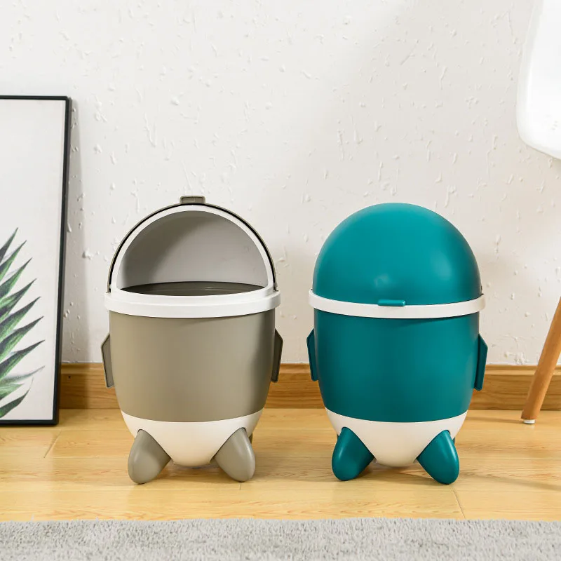 

Creative Simple New Rocket Trash Can Household Living Room Kitchen Bathroom Desktop Trash Can Plastic Storage Bin