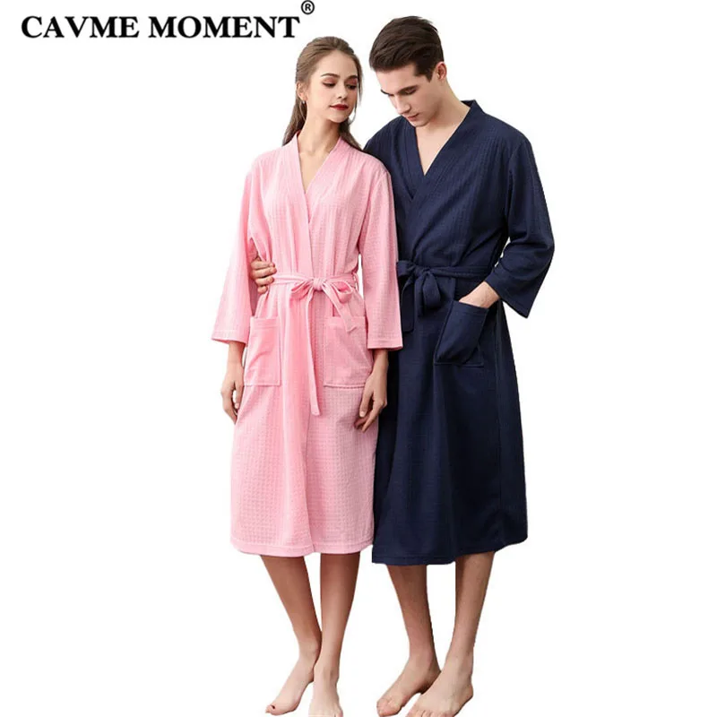 CAVME 2pcs Bridesmaid Plus Size LOGO CUSTOM Waffle Robe Summer Kimono Unisex Bathrobe Sleepwear Night Gown Dressing for Homme