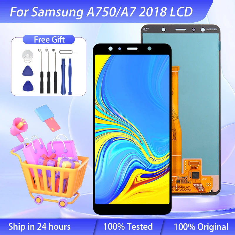 

Wholesale A7 2018 Display For Samsung Galaxy A750 Lcd Touch Screen Digitizer A750F A750FN A750G Assembly Free Ship With Tools