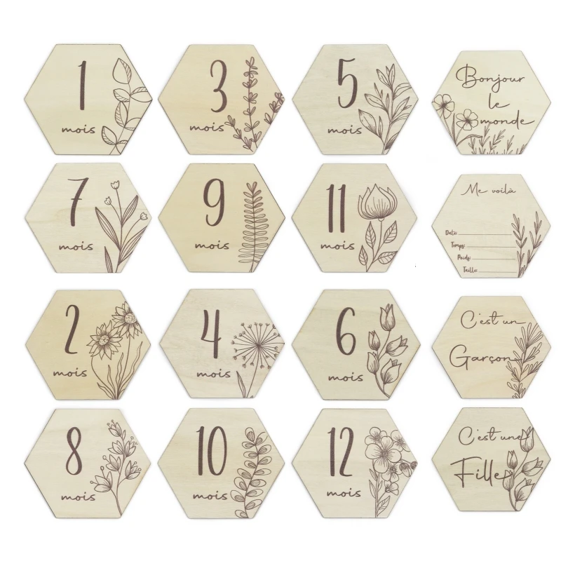 

F62D Infant Milestones Card First Year Growth Card Baby Newborn Shower Gift