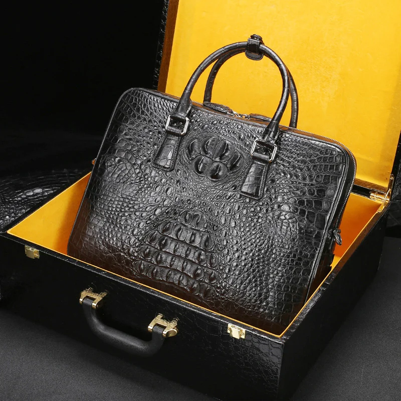 Genuine Leather Men's Business Briefcase Large Capacity Leisure One Shoulder Messenger Bag High Quality Zipper Computer Handbag