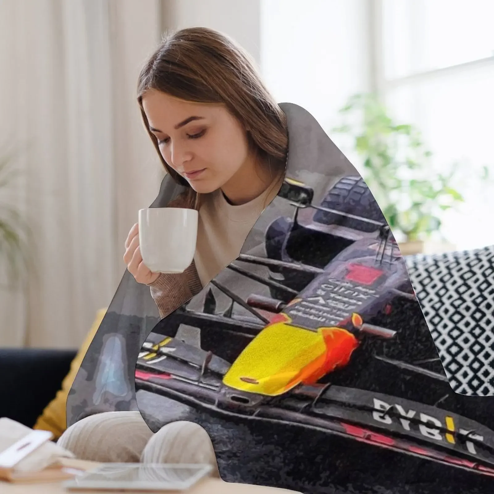 Max Verstappen Racing in the Rain в его раночной коляске F1 2023 меховые одеяла милые на заказ