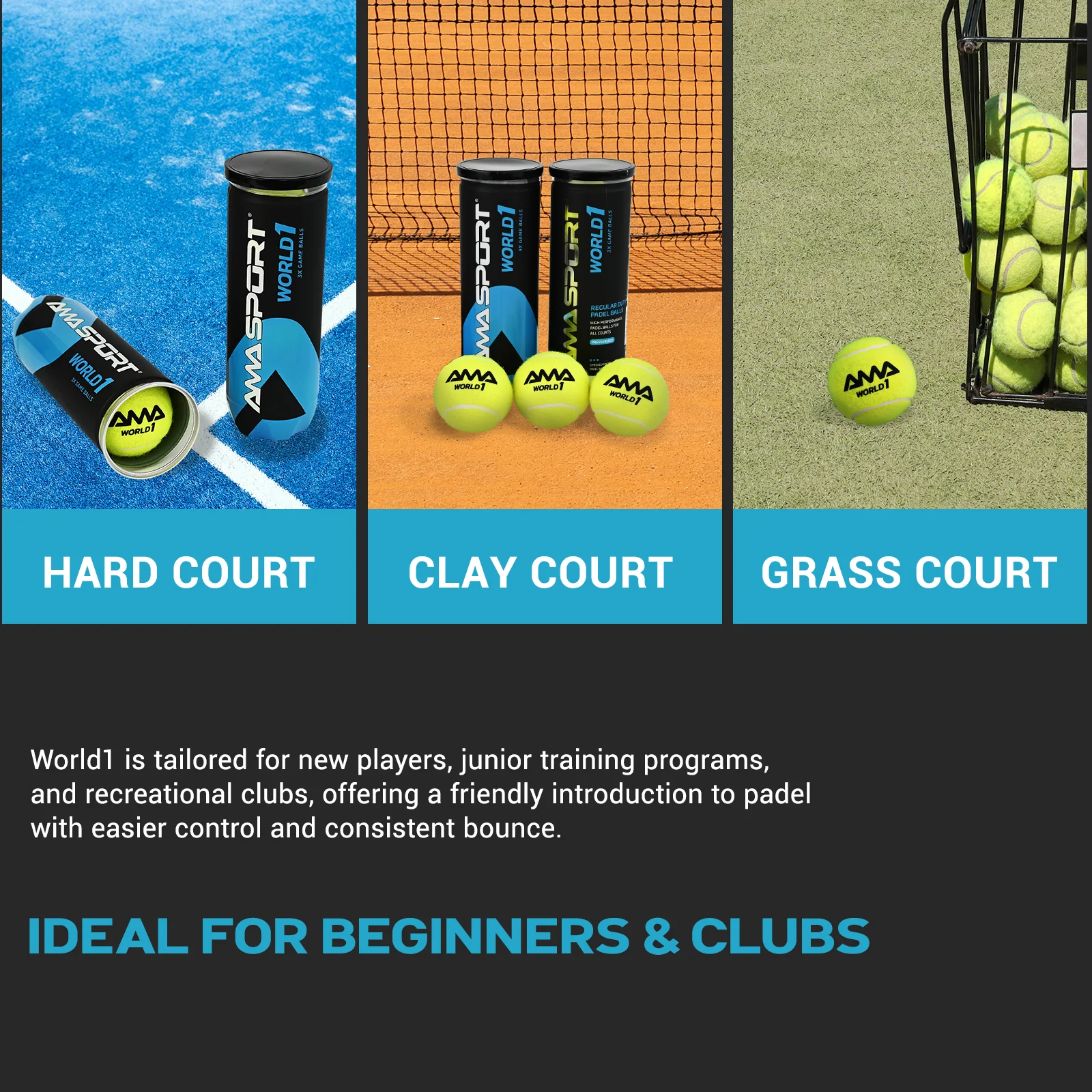 Фото AMA SPORT World Padel Balls 1 банка 3 мяча — Optimal Bounce Padel Balls для профессионалов и любителей теннисного мяча №4