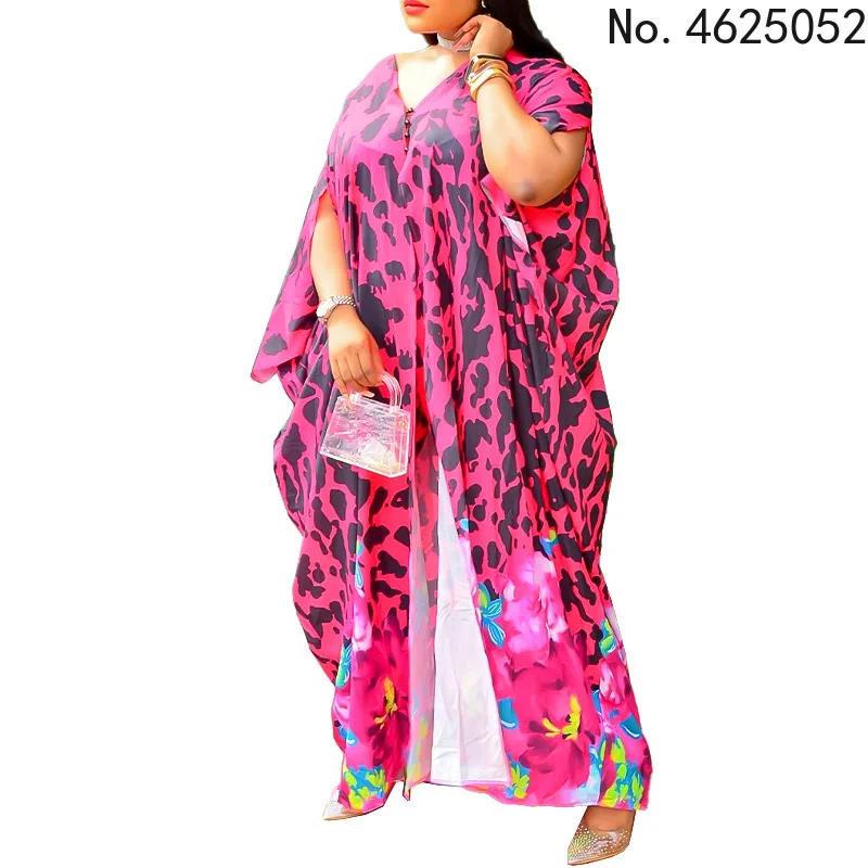 

Summer Chiffon Pants Sets for African Ladies Printed Loose Batwing Sleeve Fashion Elegant Evening Night Party Matching Sets Hot