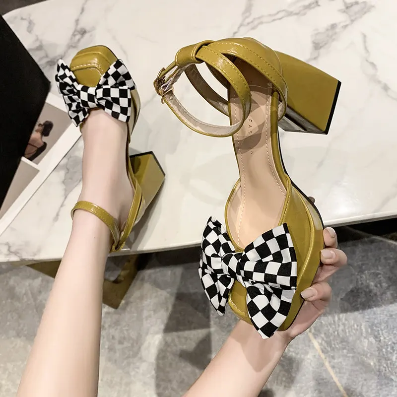 

bows Mary Janes platform Square Toe High Heels Pumps Thick Platform Lolita Females Shoes Ankle Vintage Party Punk sandals women