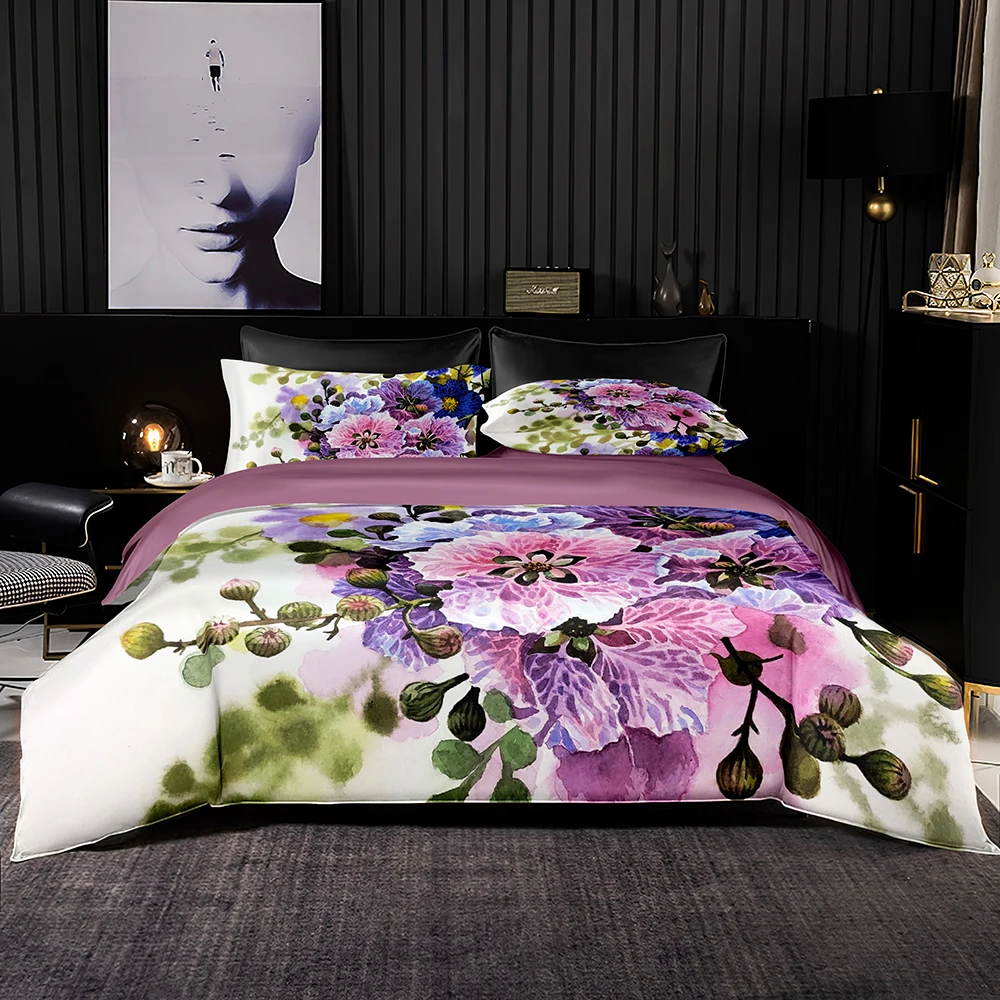 Комплект постельного белья из 2/3 предметов с изящным розовым и белым цветочным