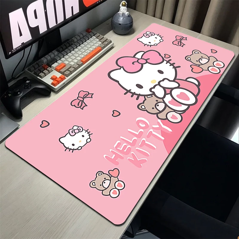 Xxl Mouse Pad Hellos Cat Kitty Mousepad Gamer Gaming Deskmat Computer Accessories Non-slip Rubber Mat Keyboard Pc Big Mausepad
