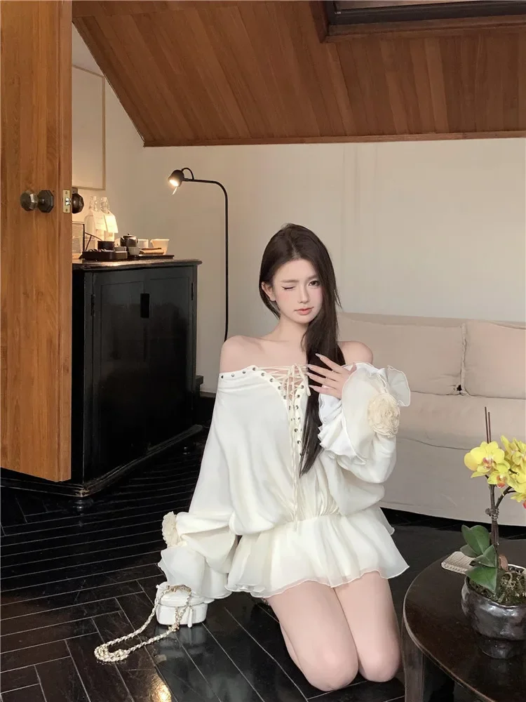 Новинка Осеннее пикантное красное супер мини-платье с воротником-лодочкой