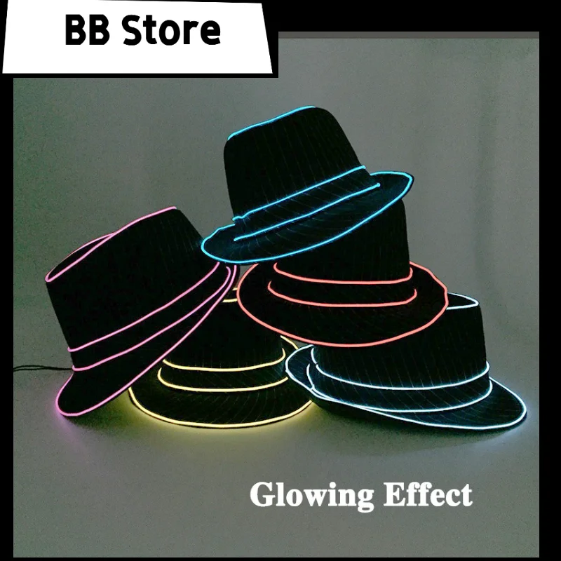 

BB Store Neon Led Bulbs Night Lamp Light Up Party Topper Cap Fancy Dress Accessory EL Wire Fluorescent Hat Glowing for Wedding