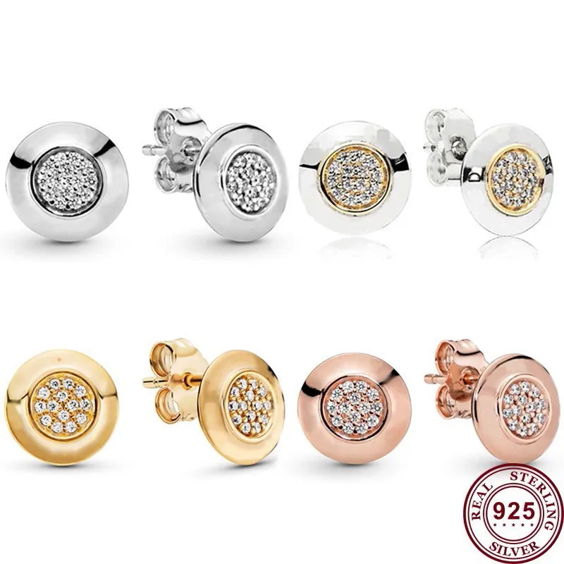 

Hot 925 Silver Luxury Retro Round Shiny Zircon Women's Logo Earrings Wedding Gift High Quality Fashion Diy Charm Jewelry