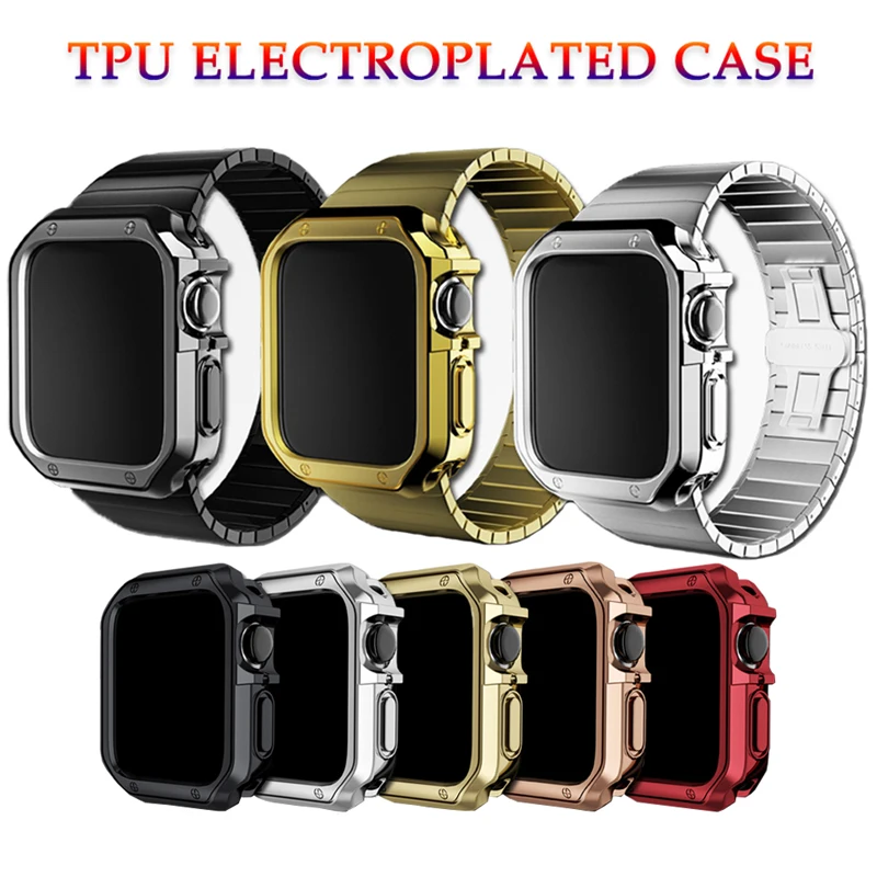 

41mm 45mm TPU Case For Apple Watch 7 Case 6 Se 5 4 3 2 38mm 40mm Anti-Drop Plating Protective Cover Iwatch 7 42 44mm Accessories