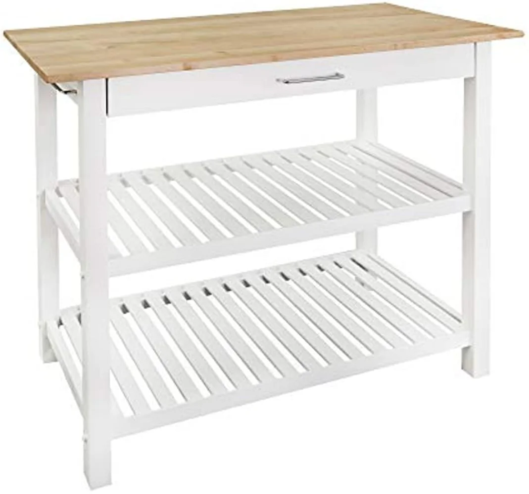 

Home Solid Hardwood Top, Natural/White, 40" W (373-91) Kitchen Island, Natural&White