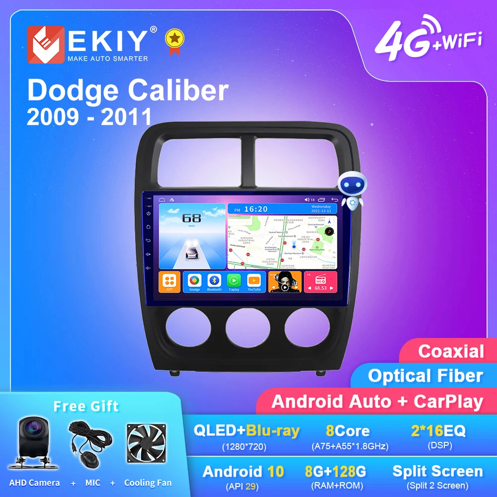 EKIY T7 QLED DSP Android 10 Авторадио для Dodge Caliber 2009 2010 2011 стерео Мультимедийный видеоплеер