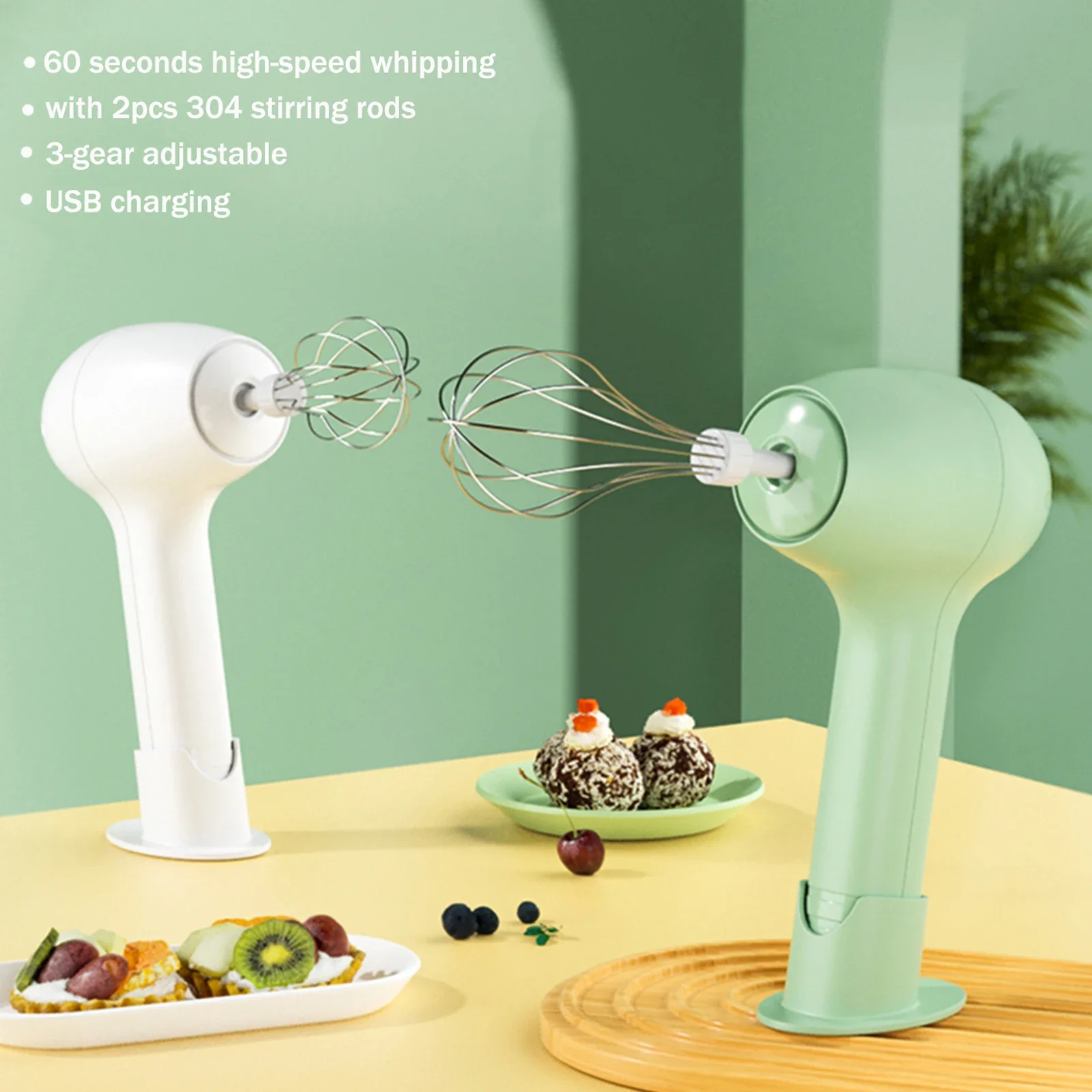 

Mini Wireless Electric Food Mixer 3 Speeds Automatic Whisk Butter Egg Beater Baking Cake Cream Whipper Kitchen Hand Blender