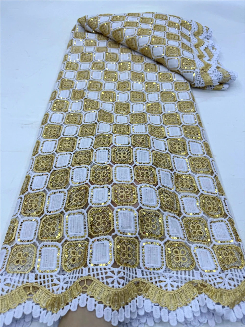 2024 белые золотые блестки лазерное шитье Водорастворимая французская