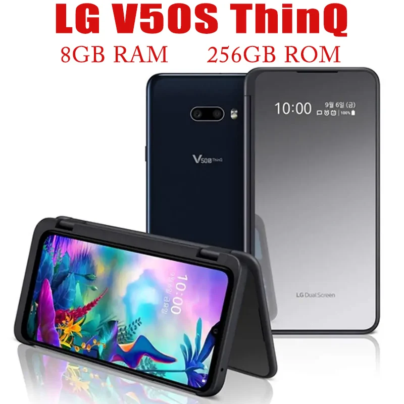Разблокированный оригинальный мобильный телефон LG V50S, телефон тонкий, V510N, 8 ГБ ОЗУ, 256 Гб ПЗУ, Android, камера 32 МП, 4G, LTE, сканер отпечатка пальца