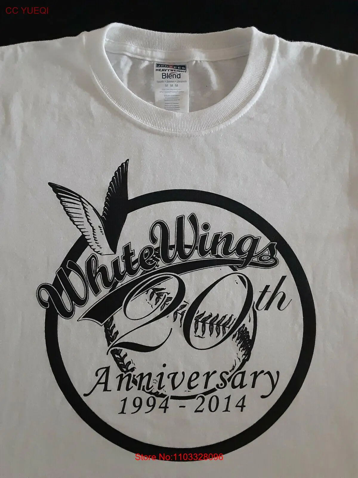Бейсбольная футболка White Wings 20th Anniversary 1994-2014 гг. Yout Medium