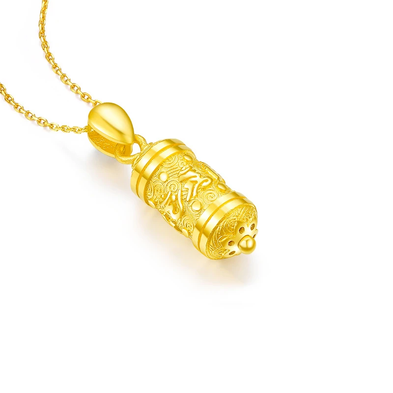 Цепочка с подвеской-цилиндром для мужчин и женщин цвет золото 18 К 100%