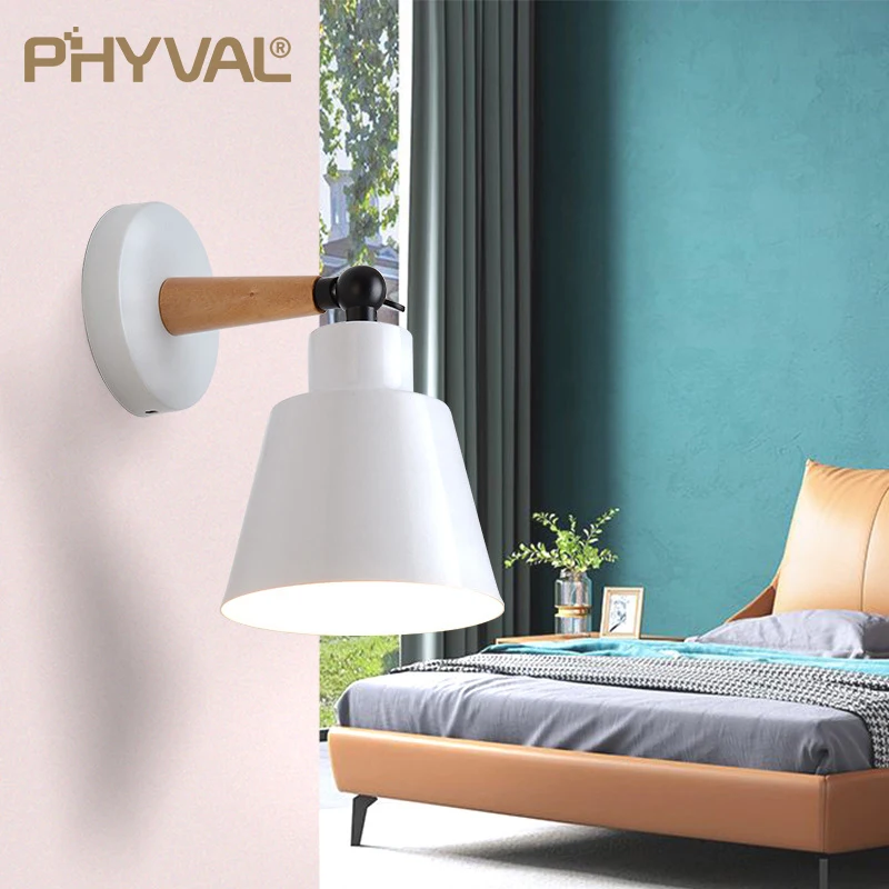 Настенный светильник PHYVAL из дерева современное железная лампа-основа для