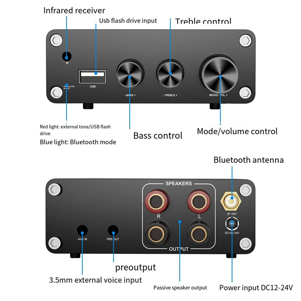 Цифровой усилитель мощности TPA3116 Bluetooth 5 3 Hi-Fi стерео аудио USB декодер 50 Вт + A