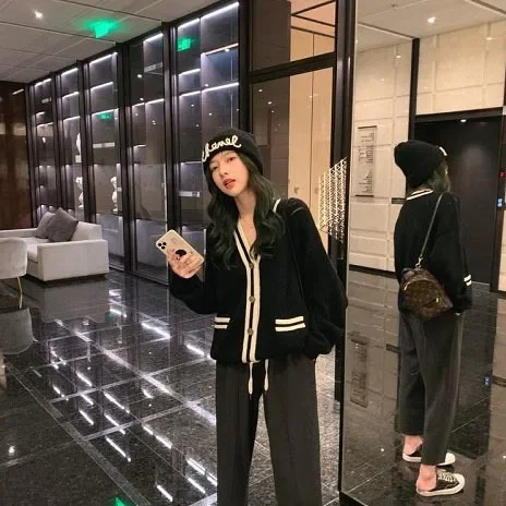 Новый вязаный свитер в японском стиле 2023 однотонный кардиган винтажный