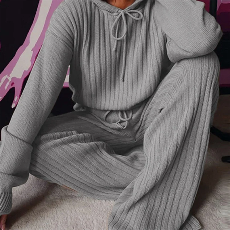 

2022 Spring New Lazy Loose Hooded Sweater Pants Suit women's Fashion Casual Long Wide Leg Pants two-piece Sets Outfits Fashion