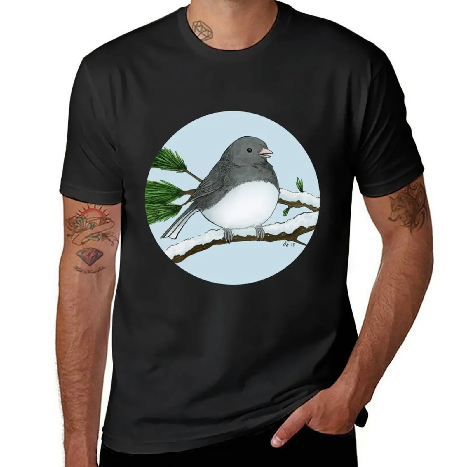 Футболка с принтом Junco Dark Eyed Винтажная футболка графическим рисунком летняя