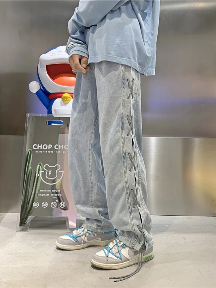 Four Seasons European and American Fashion Straight Loose Jeans High Street Y2k Men Jeans Trendy Streetwear Ins Hot Sale JEANS