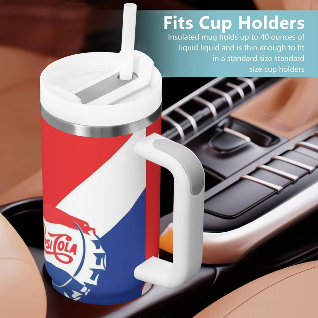 P-Pepsi 40 унций Ultimate Стакан с ручкой и соломинкой вакуумной изоляцией крышкой