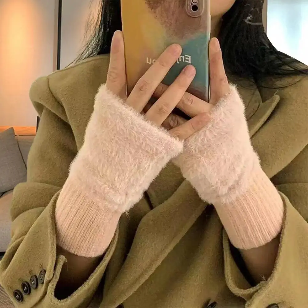 

Простые Дизайнерские перчатки, зимние модные вязаные рукавицы для женщин, мягкие теплые удобные перчатки без пальцев
