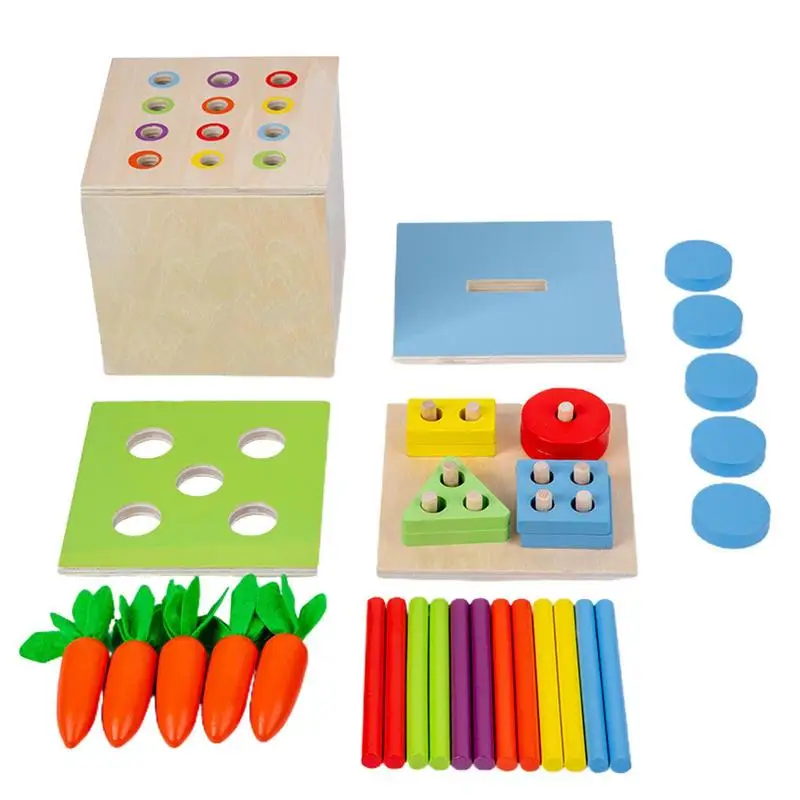 

Деревянные игрушки Монтессори для моркови, игрушки Монтессори для малышей, в форме моркови, сочетающихся по размеру игр с мелким мотором, де...
