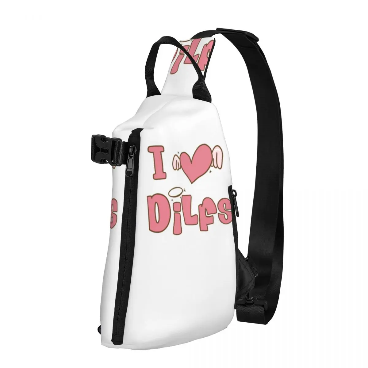 

I Love Hot Dads Dilfs Chest Bags Men Pink Angel Wings Y2K Travel Shoulder Bag Cute Print Crossbody Bag School Fishing Sling Bags