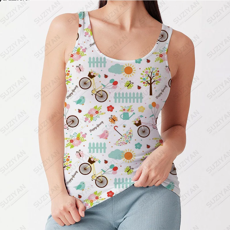 

Hot Selling Women's Tight Tank Top Temperament Casual Loose Large Sexy Top 3D Printing Women's Simple Tight Sleeveless Tank Top