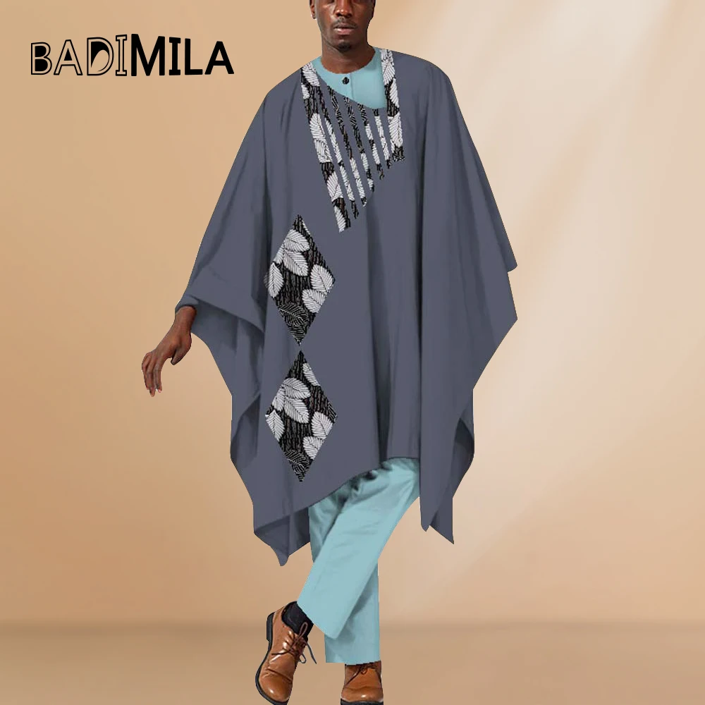 

2023 New African Men's Suits Nigeria Agbada Dubai Robe Casual Robe+shirt+pant 3 Pieces Sets Dashiki Men's Clothing WYN1029